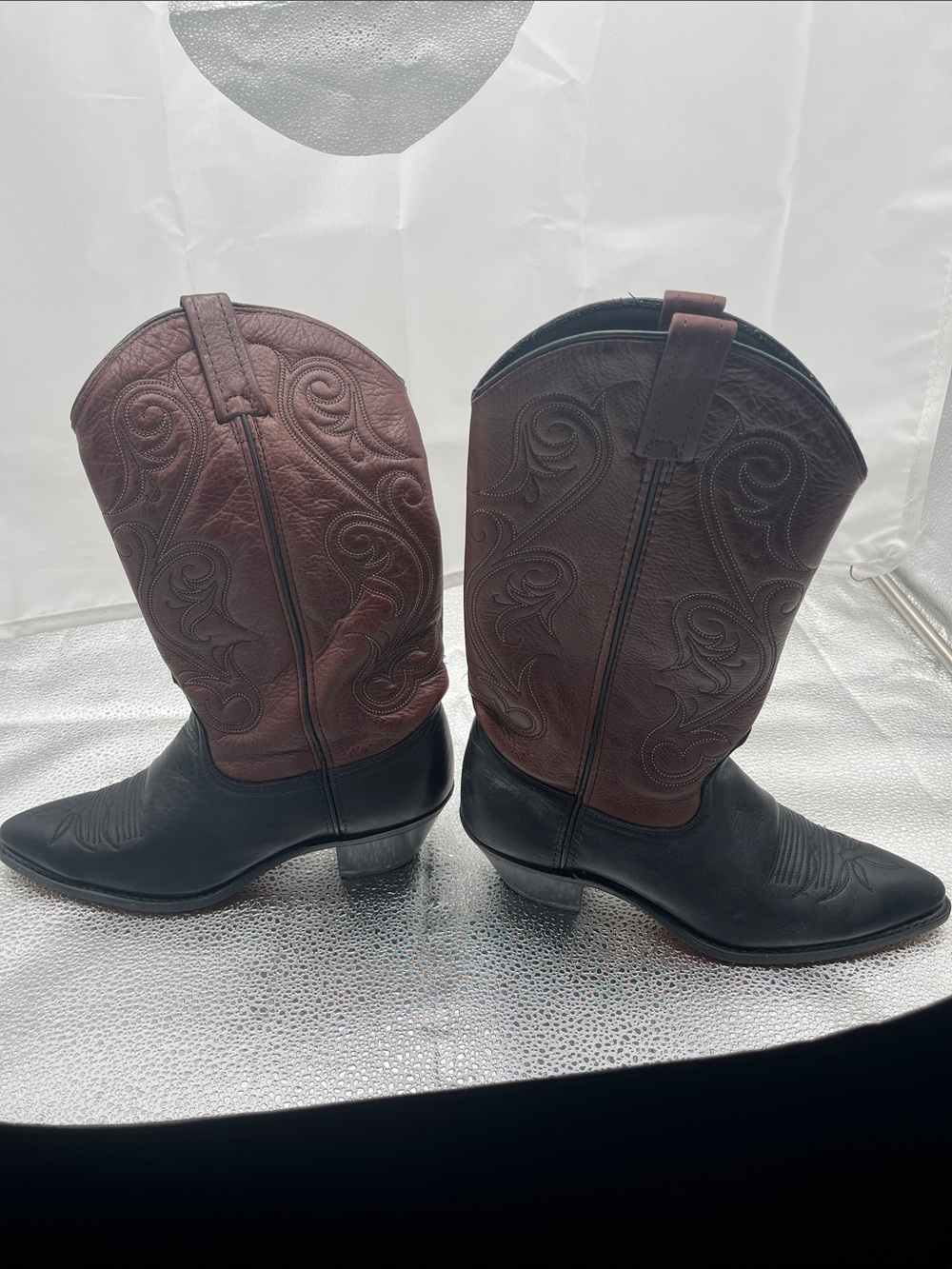 ACME Two-Tone Brown and Black Western Cowboy Boots
